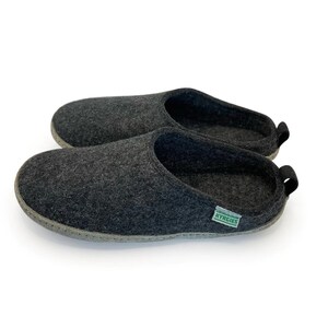 Kyrgies Men's Wool Slides Slippers Black