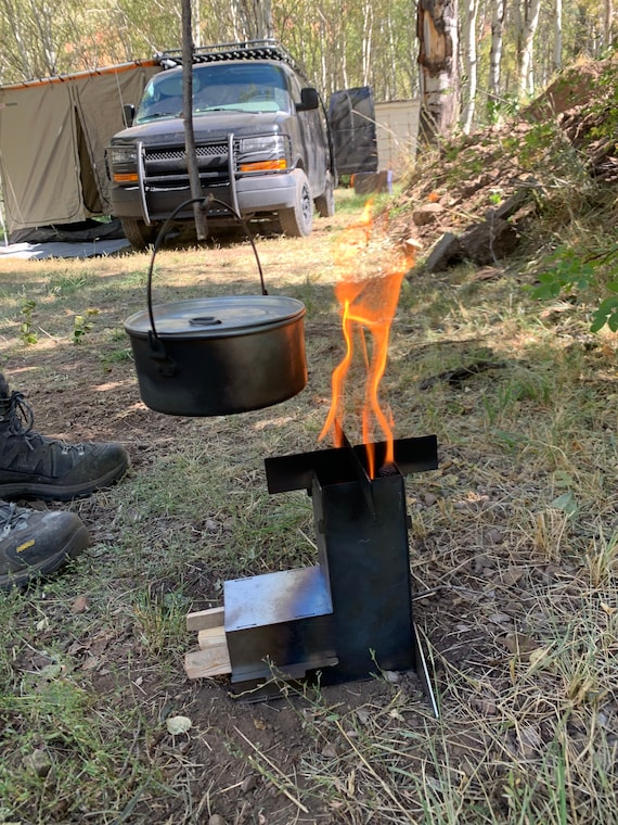 Estufa de leña estufa de supervivencia para mochileros, estufa de leña  plegable, estufa de campamento de leña con parrilla, estufa portátil de  mochila