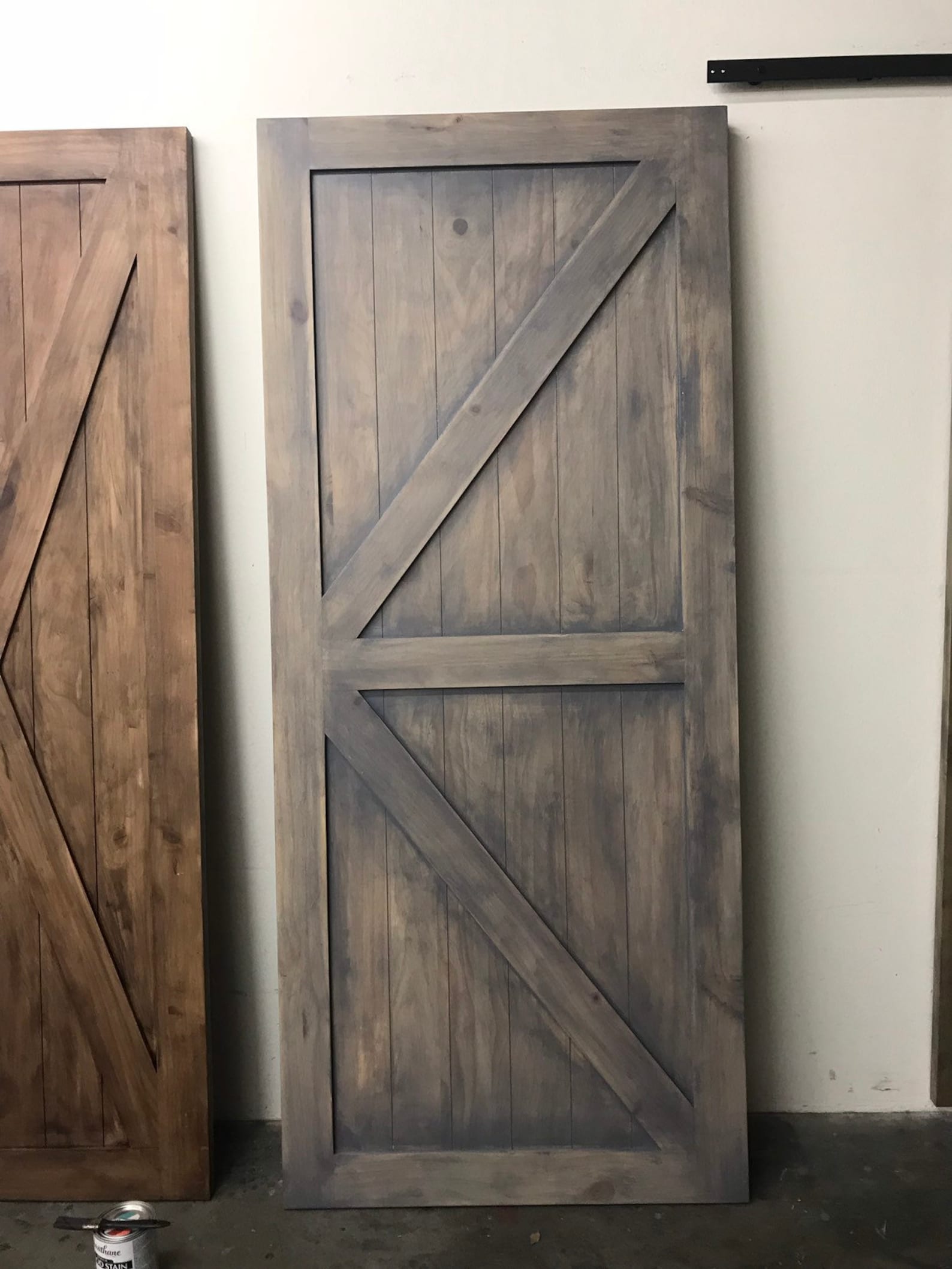 Rustic grey barn door weathered gray pine wood barn door Etsy