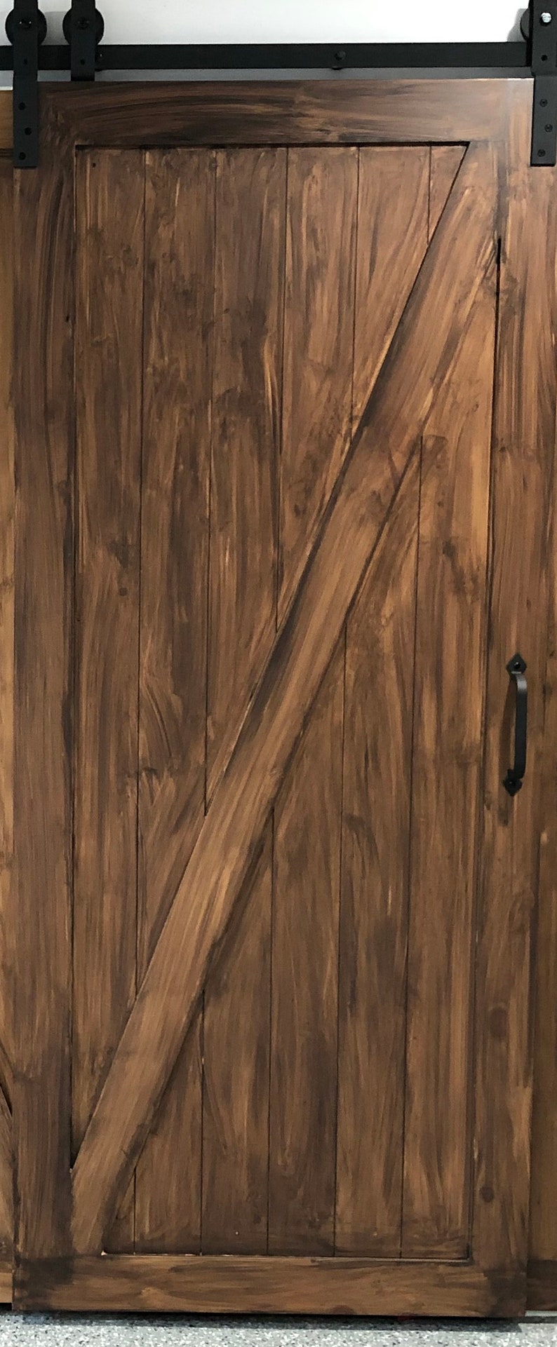 Rustic Barn Door/ Farmhouse Style Barn Door/ Brown Stained Etsy