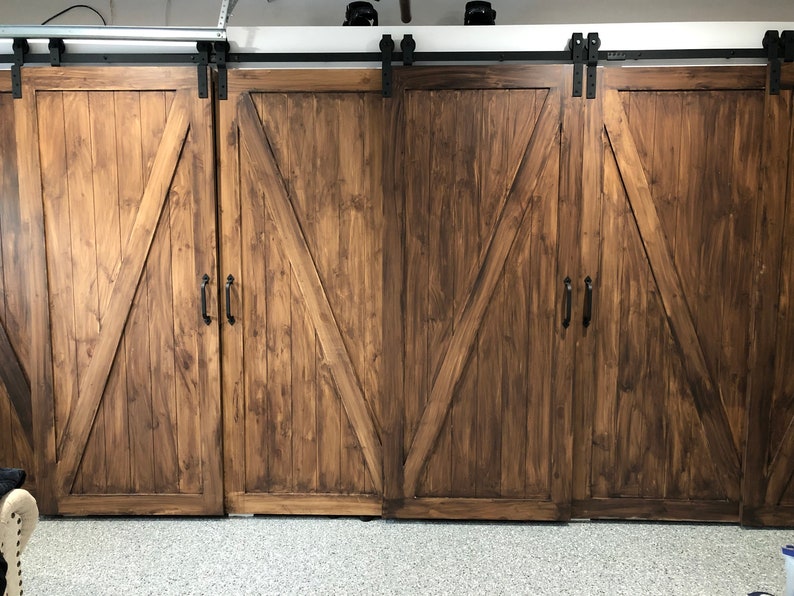 Rustic Barn Door/ Farmhouse Style Barn Door/ Brown Stained Etsy