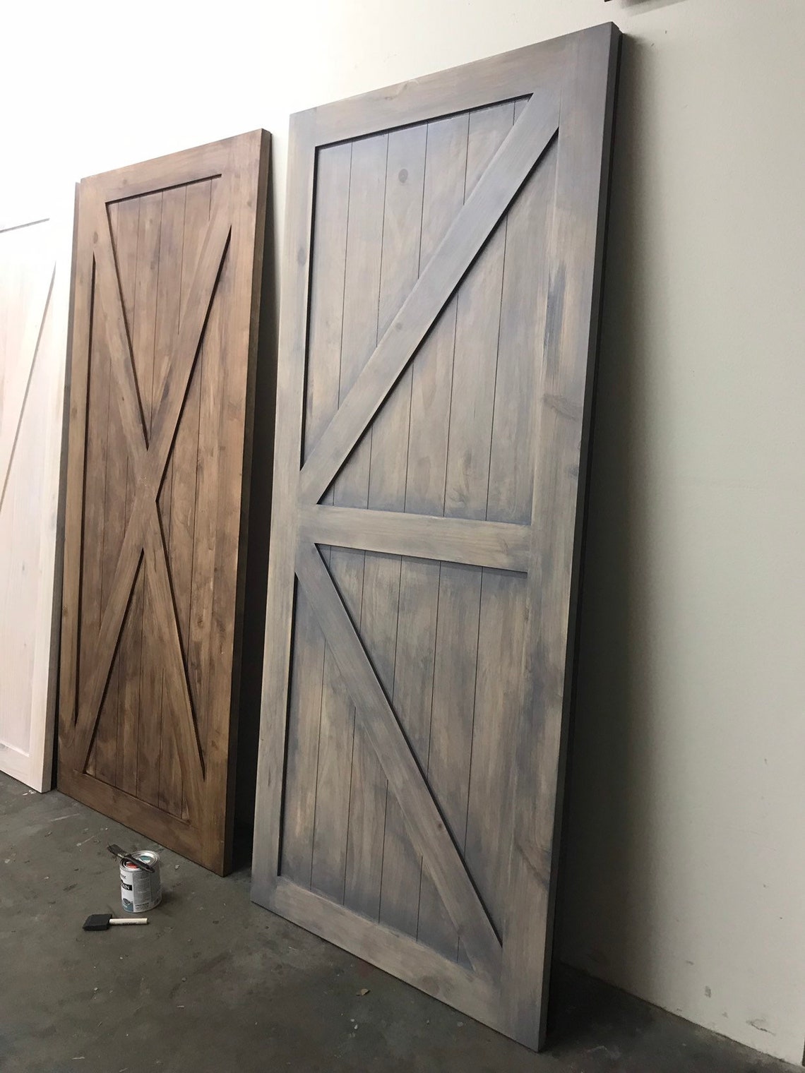 Rustic grey barn door weathered gray pine wood barn door Etsy