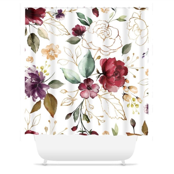 Burgundy and Gold Shower Curtain Etsy