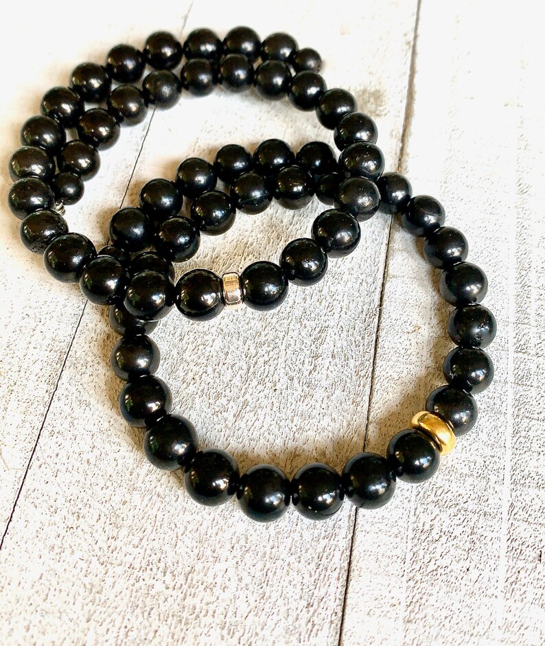 Black Russian Shungite Bracelet 8mm Beads EMF 5G - Etsy