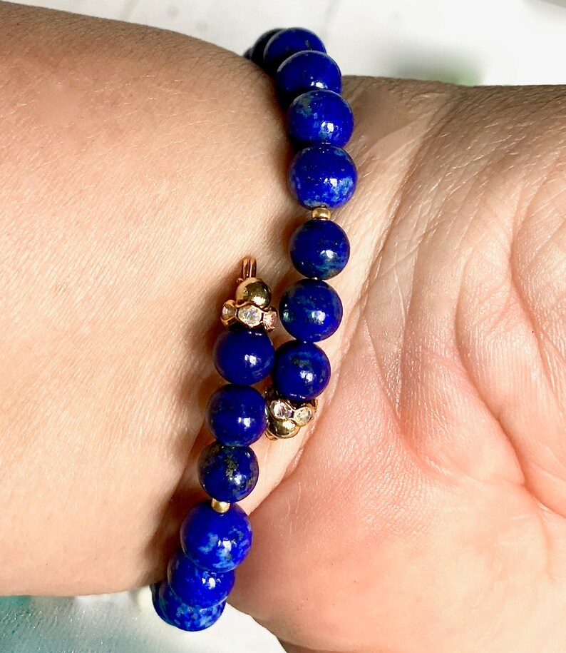 Lapis Lazuli, 6mm 8mm, Wrap Bracelet, One Size Fits All, Blue Gemstone