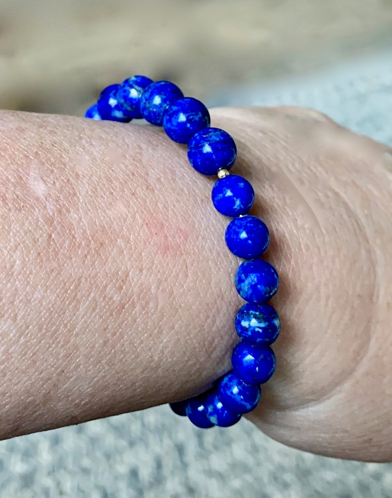 Lapis Lazuli, 6mm 8mm, Wrap Bracelet, One Size Fits All, Blue Gemstone