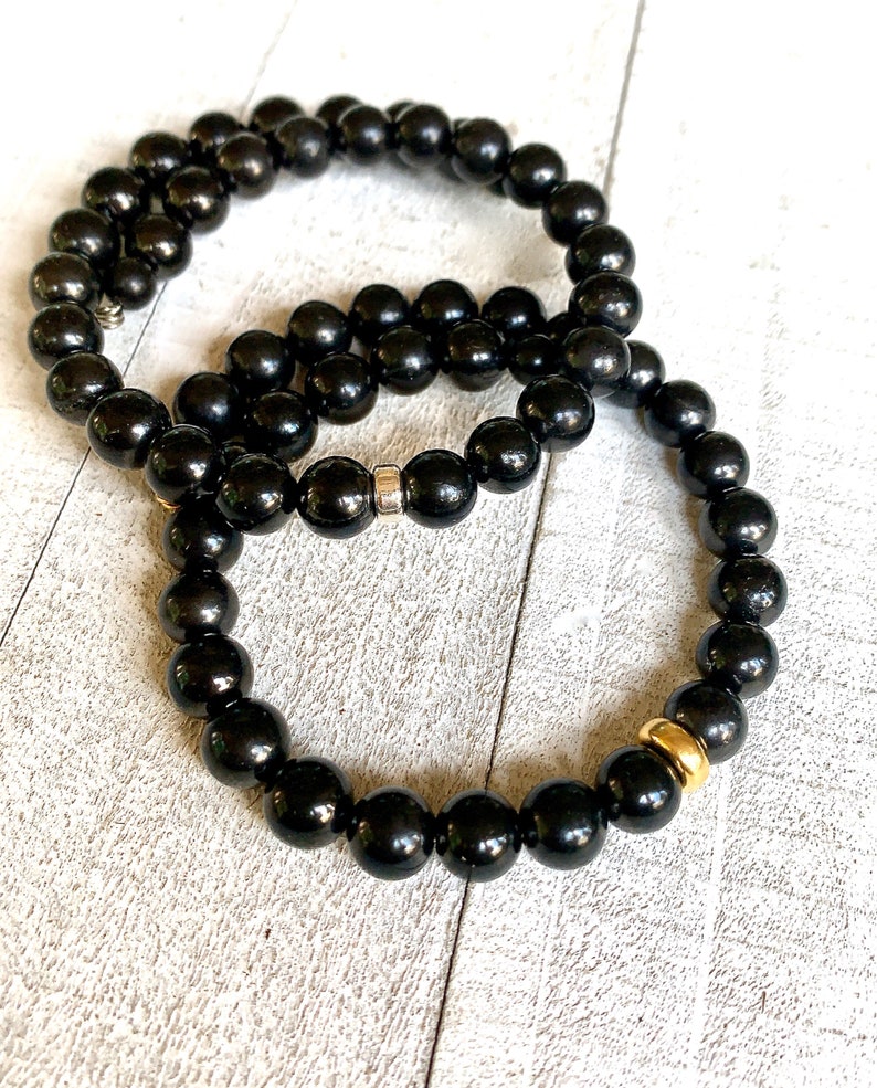 Black Russian Shungite Bracelet 8mm Beads EMF 5G - Etsy