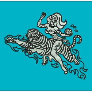 Mitch O'Connell Zombie Pinup on Tiger 4x4 Machine Embroidery Pattern