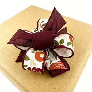 Pequeño lazo floral de otoño de 6" para regalos, carteles, pequeñas coronas o cestas de regalo • Adorno rústico floral para envolver regalos o proyectos de bricolaje