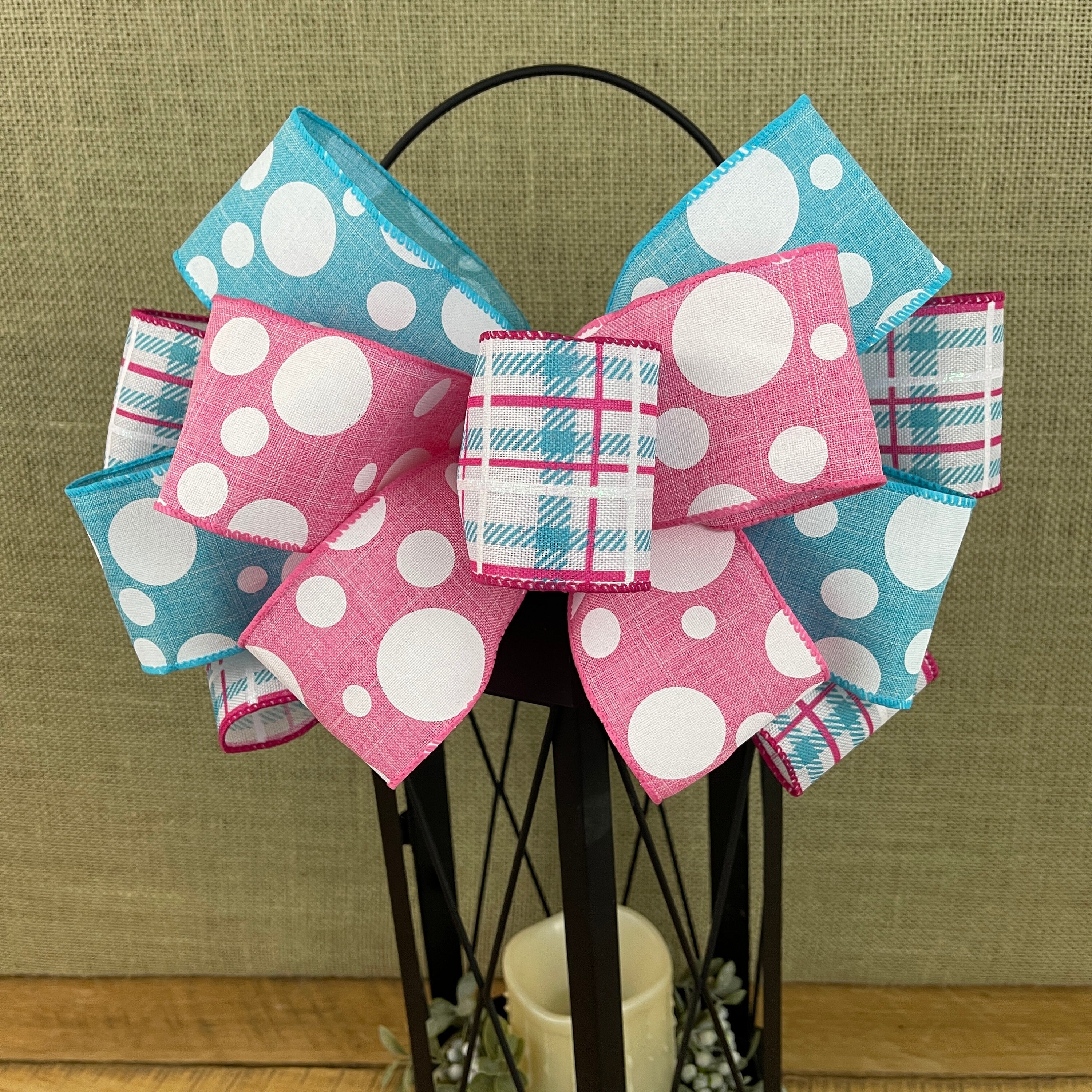 Baby Shower Bow Bow For Nursery Pink And Blue Bow Polka Dot Etsy