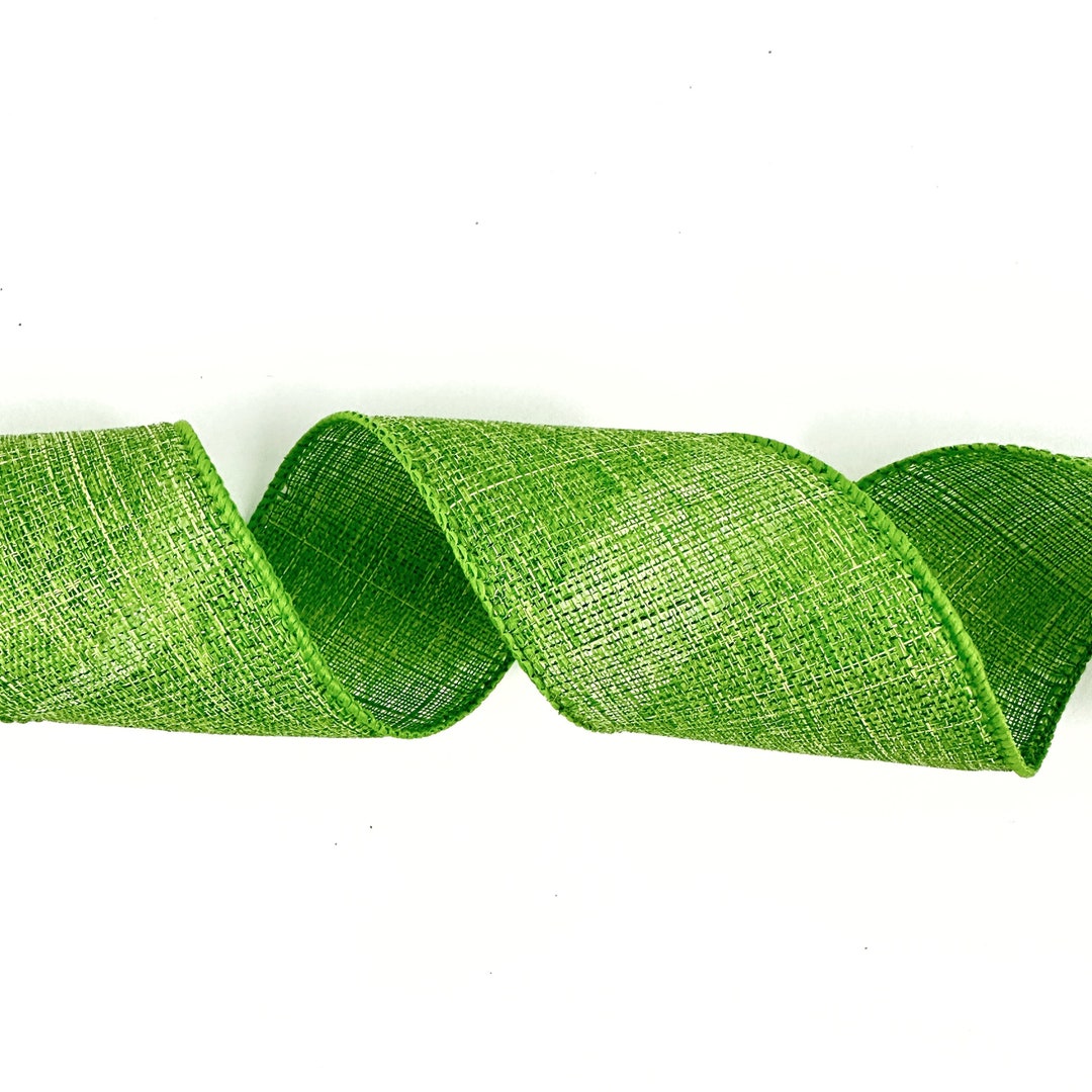 2.5 Green Burlap Ribbon Cut by the Yard for DIY Projects, by the Yard Lime Green Ribbon for