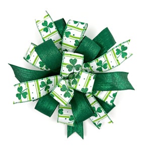 Pre-made St. Patrick&#39;s Wreath And Mailbox Bow • St. Patrick&#39;s Day Wreath And Party Bow • Lantern Bow • Wreath Accent • Outdoor Bow