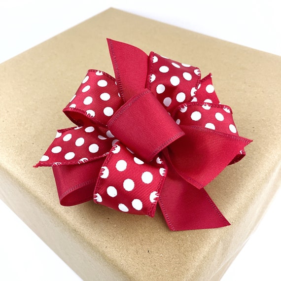 Small 6 or 8 Red Gift Bow for Small Wreaths or Gift Baskets, Gift Topper  for Gift Wrapping Supplies or DIY Projects, Small Decorative Bow 
