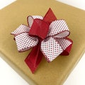 Small Red And White Present Bow For Gift Wrapping Supplies Or DIY Projects • Red And White Gift Topper For Small Wreaths Or Gift Baskets