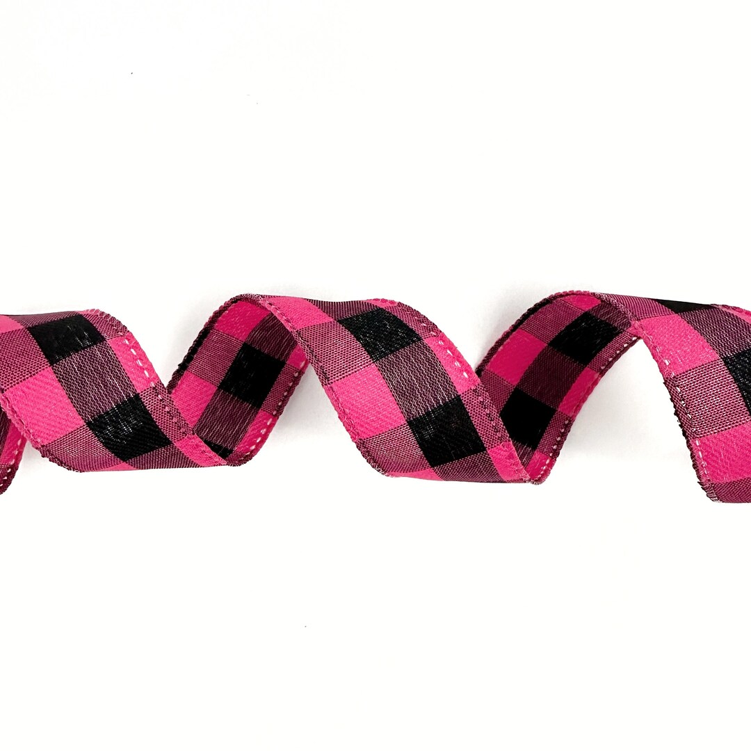 1.5 Pink Buffalo Plaid Ribbon Cut by the Yard for DIY Projects, 3 Yards ...