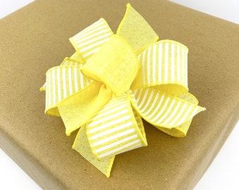 6" Or 8" Yellow Gift Bow For Gift Baskets And Presents Or Small Wreaths, Yellow Gift Topper For Gift Wrapping Supplies Or For DIY Projects