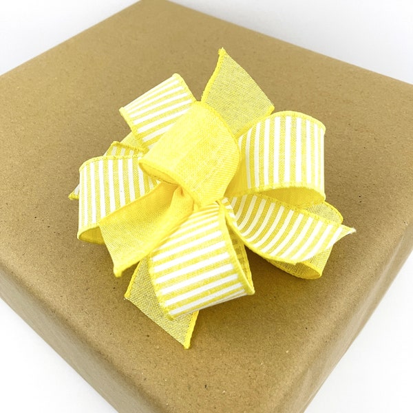 6" Or 8" Yellow Gift Bow For Gift Baskets And Presents Or Small Wreaths, Yellow Gift Topper For Gift Wrapping Supplies Or For DIY Projects