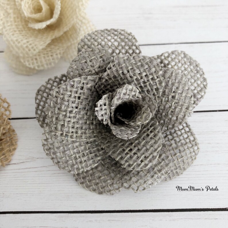 Set of Three Handmade Flowers The Jane Rustic Weddings Burlap Roses