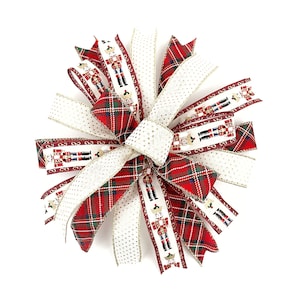 Holiday Nutcracker Bow • Nutcracker Bow For Christmas Wreaths • Ready Made Christmas Wreath Or Lantern Bow • Christmas Nutcracker Tree Bow