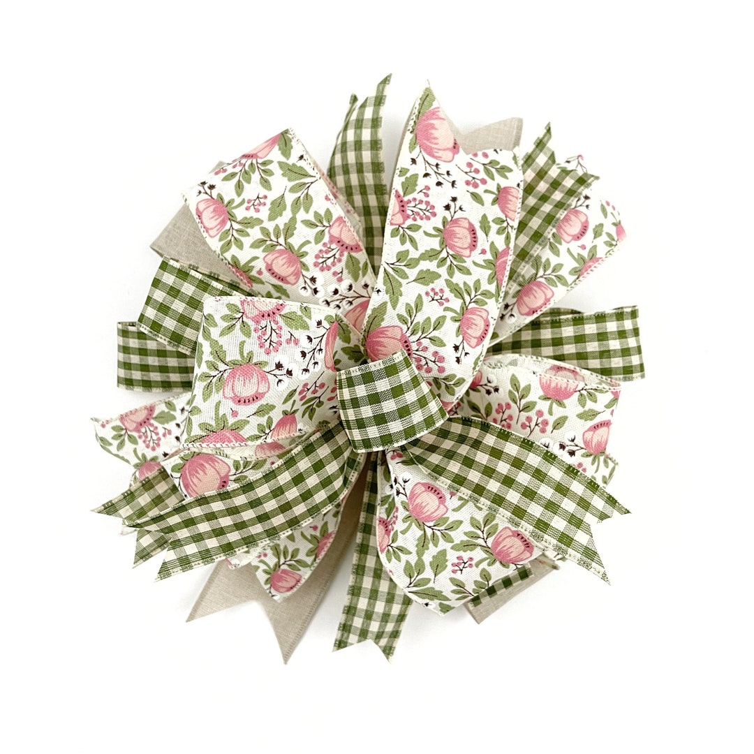 Summer and Spring Wreath Bow • Floral Wreath Bow • Wreath Accessory ...