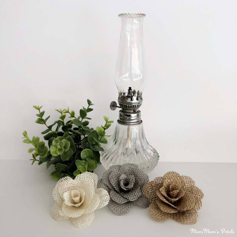 Set of Three Handmade Flowers The Jane Rustic Weddings Burlap Roses