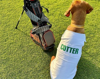 Golf Caddie Bib For DOGS with Name badge on back of caddy bibs White Tiger Woods Green hook and loop Apron Birthday Party Halloween