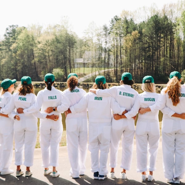 VUXEN CADDIE UNIFORM Anpassad golfoverall för vuxna och tonåringar Boiler Caddy Halloween-uniform Haklapp Vit Anpassad namn Födelsedag