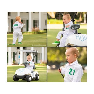 CADDIE UNIFORM CUSTOM Kids Golf Toddler Child Children Coverall Suit Boiler Caddy Halloween Baby Uniform Bib White Custom Name Birthday image 3