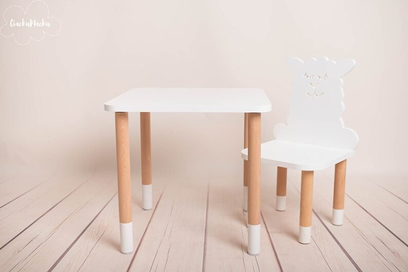Toddler Gift Baby Decor Baby Furniture SQUARE table Wooden Baby Chair Kids Chair Kids Furniture