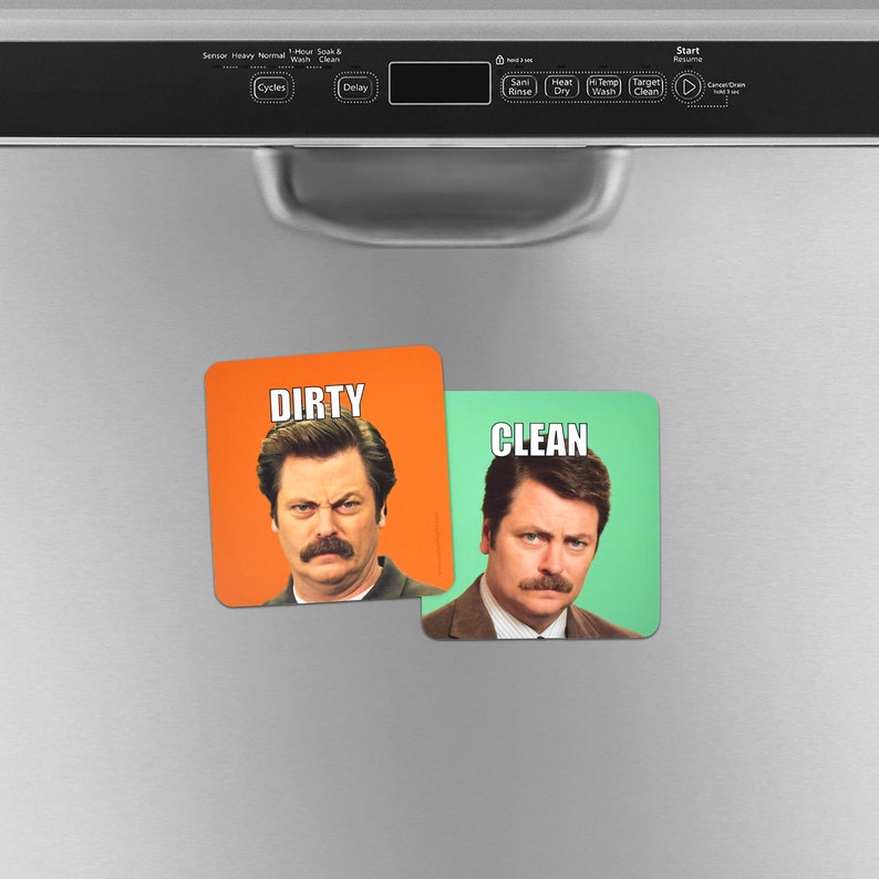 Ron Swanson Dishwasher Clean Dirty Etsy
