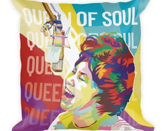 Queen of Soul - Aretha Franklin Throw Pillow - 18x18"