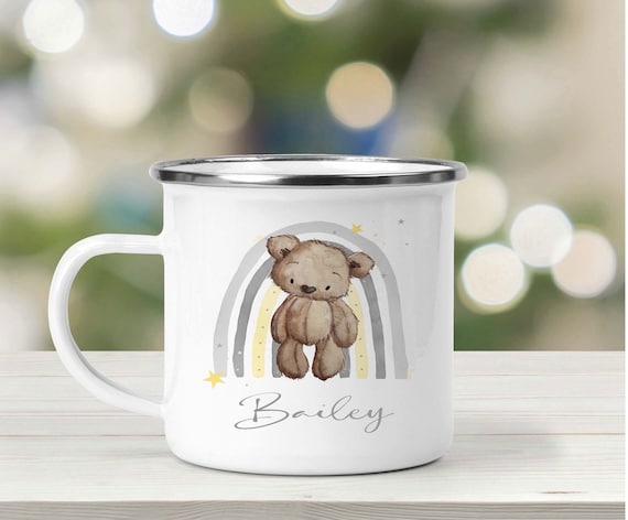 Personalised Brown Bear Enamel Mug Children s Mug Gifts for Kids