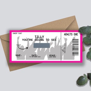 Personalised Surprise Birthday Card Personalised Surprise Concert Tickets Surprise Reveal For Concert Scratch Off Surprise Gig image 1
