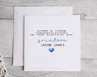 Personalised New Grandson Card, New Grandparents Card, Baby Boy Card, New Baby Boy Card, Congratulations Grandparents, New Born Card