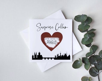 Surprise Reveal Card, Prague  Tickets Reveal, Birthday Scratch and Reveal card, Personalised Card, Scratch and See