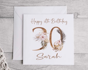 Personalised 30th Birthday Card - 30th Birthday Card for women - Floral Birthday Card for Mum - 30th Birthday card for friend family wife