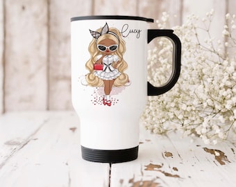 Thermal mug, Personalised Gift for Daughter, Friend Gift, Caricature Travel Mug, Birthday gift, personalised birthday present