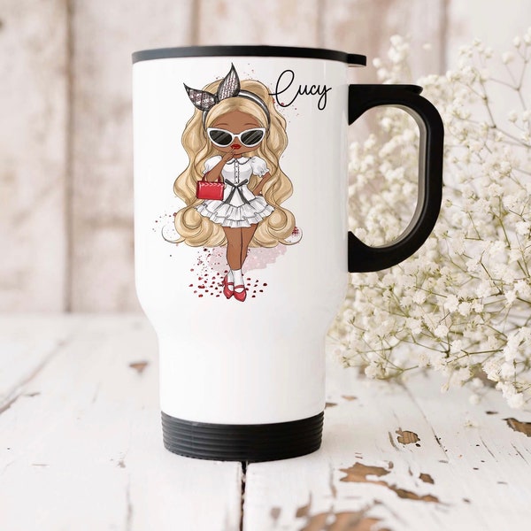 Thermal mug, Personalised Gift for Daughter, Friend Gift, Caricature Travel Mug, Birthday gift, personalised birthday present