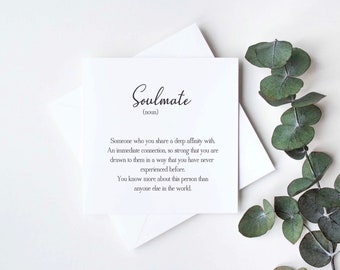 Soulmate Definition Card | Anniversary Card For Husband | Anniversary Cards | Love Card | Cards For Him | Anniversary Card For Boyfriend