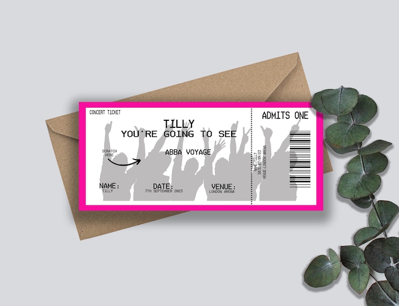 Personalised Surprise Birthday Card Personalised Surprise Concert Tickets Surprise Reveal For Concert Scratch Off Surprise Gig image 2