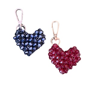 Handmade Mini Love Charm - Beaded Heart Keychain