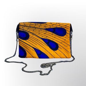 Reversible bag Orange ladies bag with zipper and 2 inner compartments Ladies shoulder bag African look bag removable handle clutch