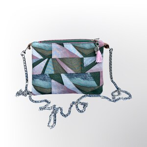 Sac à main avec fermeture éclair, sac à bandoulière, design graphique unique, poignée en chaîne, poignée amovible, sacs pour dames, cadeau pour dames