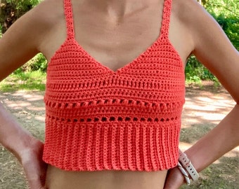 Top d'été crocheté pour femme, motif ajouré, coton, top de yoga tendance, top sans soutien-gorge, pièce unique faite main pour l'été, top bohème, crop top