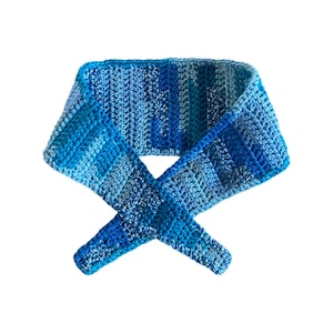 Summer scarf crocheted in blue tones soft versatile Sophie scarf small cotton scarf handmade fair produced crochet scarf short cotton