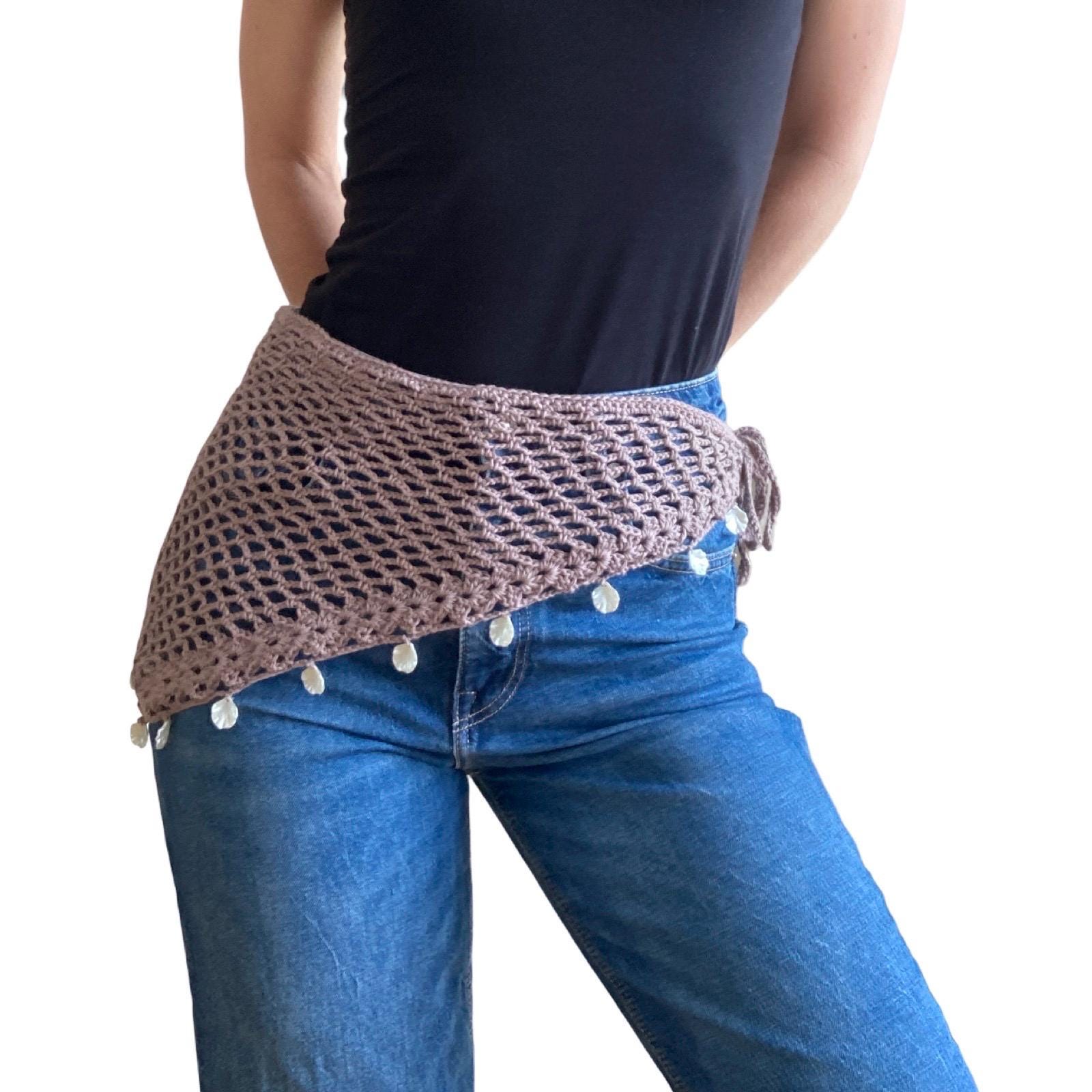 Boho Hip Scarf with Beads brown hip scarf 100% cotton Handmade in Zurich Festival and Summer Accessory Boho Festival Belt Cotton Waist Wrap