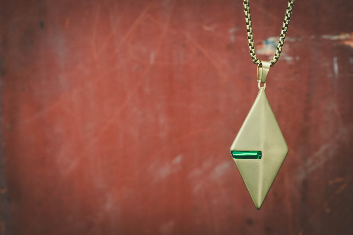 Men's Gold Necklace Emerald Necklace Gold Necklace for Etsy Canada