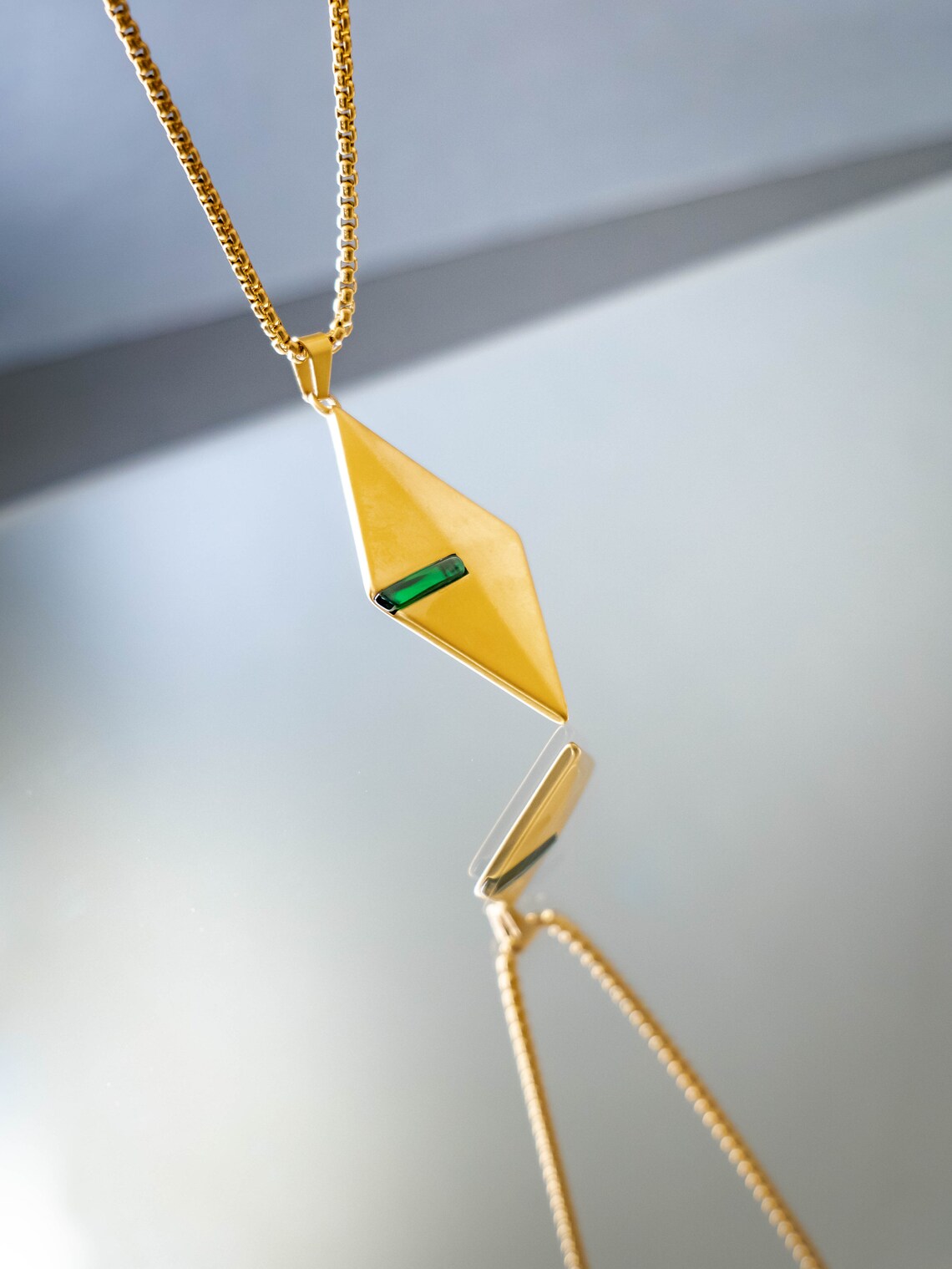 Men's Gold Necklace Emerald Necklace Gold Necklace for Etsy Canada