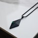 Black Pendant Emerald Necklace, Men's Necklace , Green Emerald Glass, Statement Pendant, Long Black Chain, Gift for Him, Gift for Her