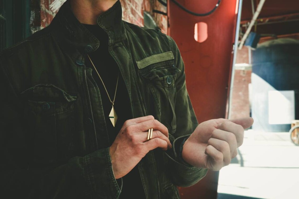 Men's Gold Necklace Emerald Necklace Gold Necklace for Etsy Canada